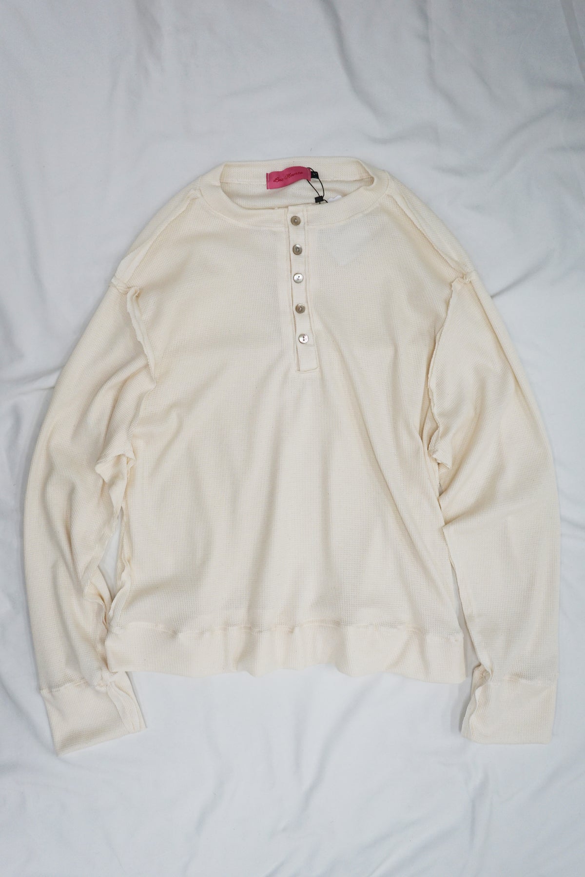 Oversized Waffle Knit Henley