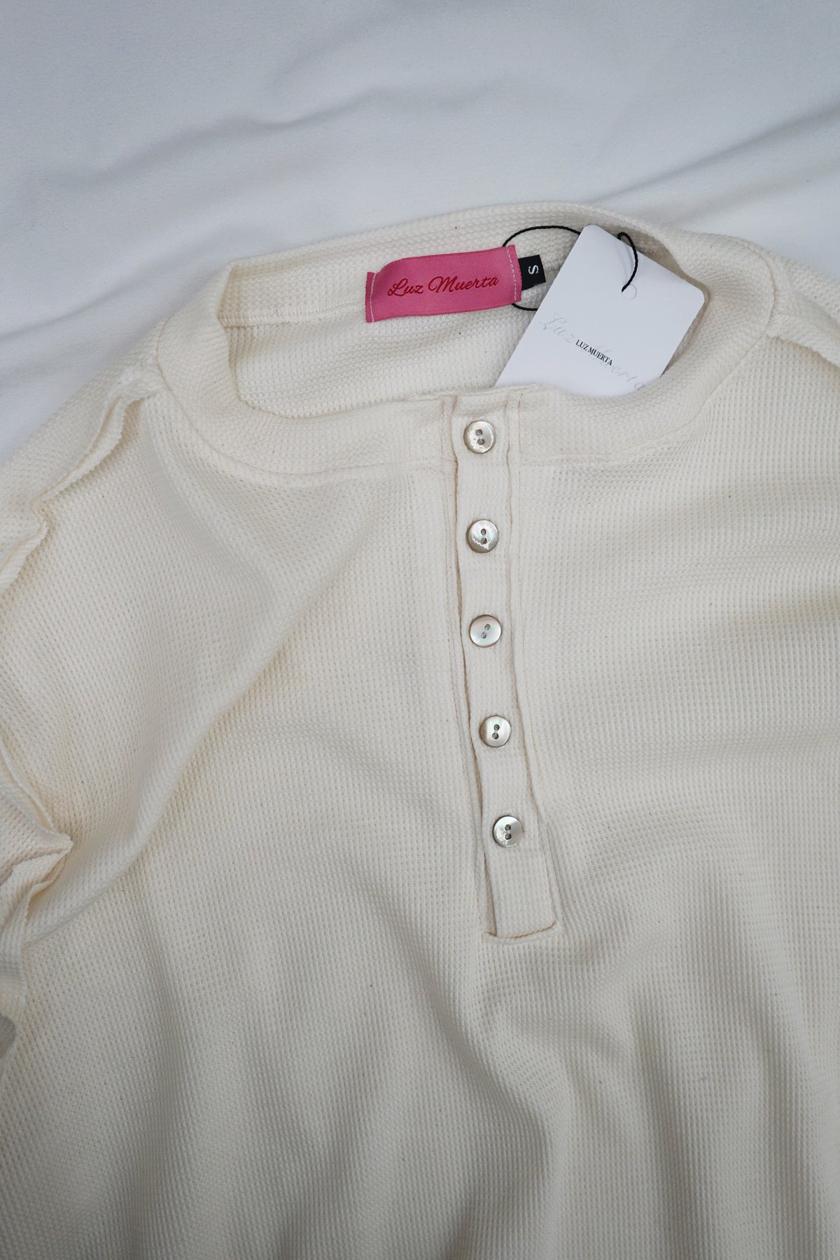 Oversized Waffle Knit Henley