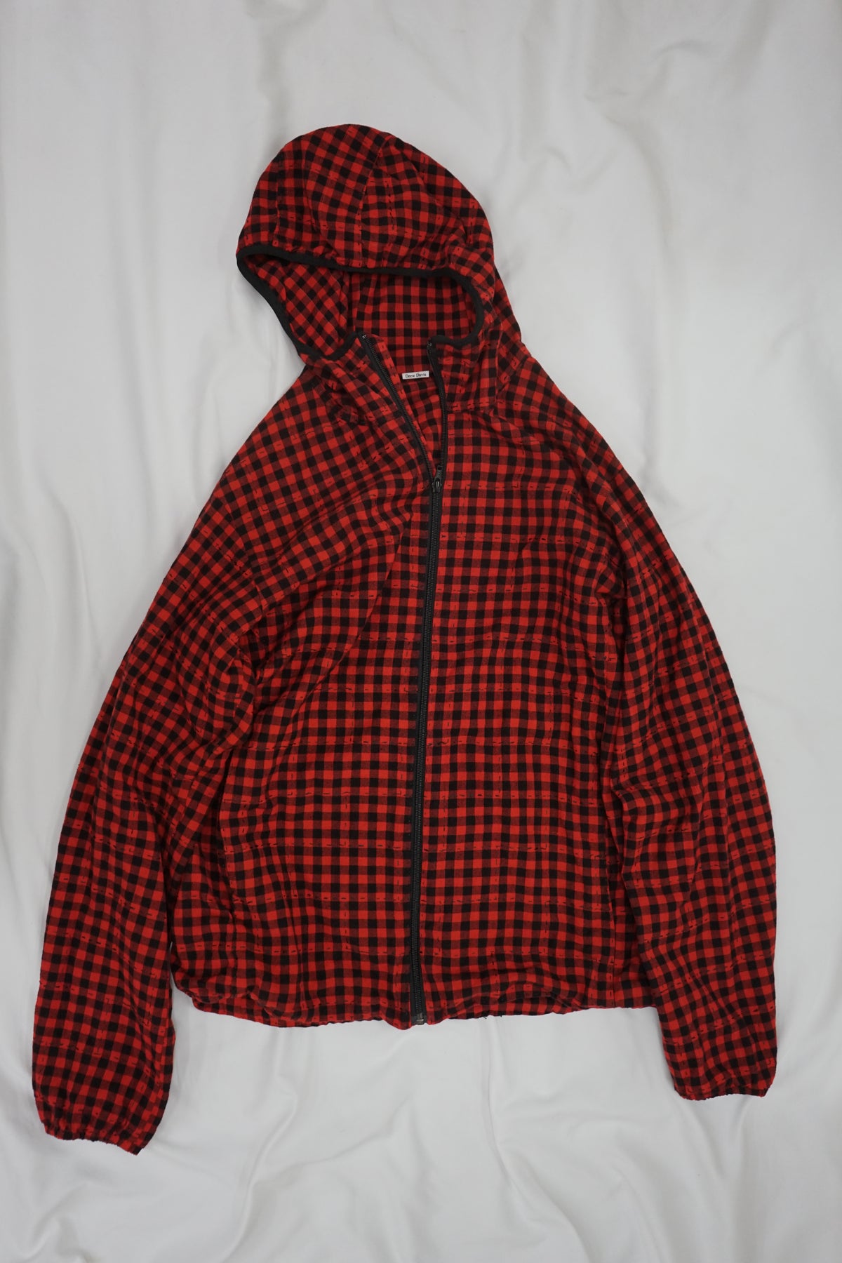 Black and red check jacket