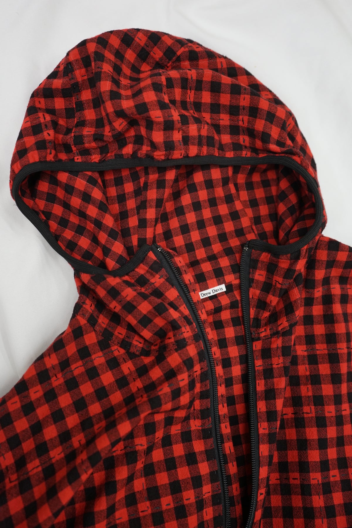 Black and red check jacket