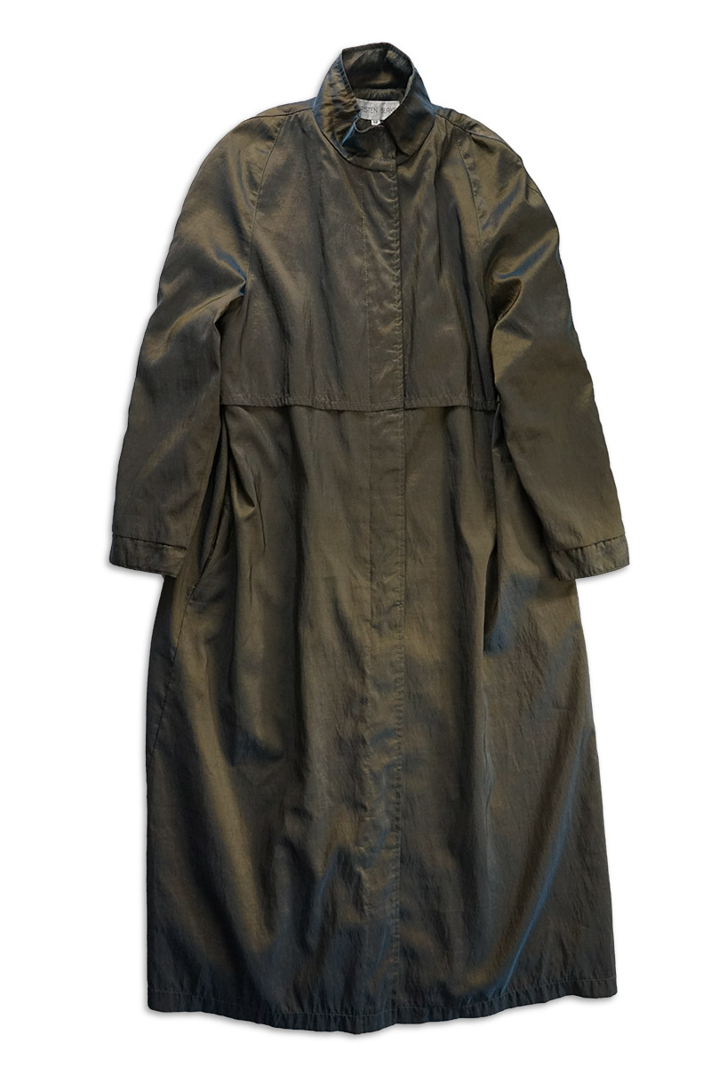 Iridescent Stand Up Collar Top Coat