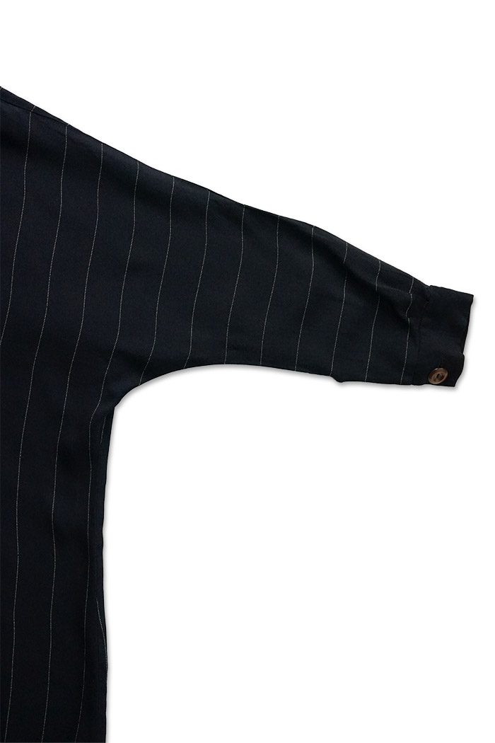 Stripe No Collar Shirt Dress