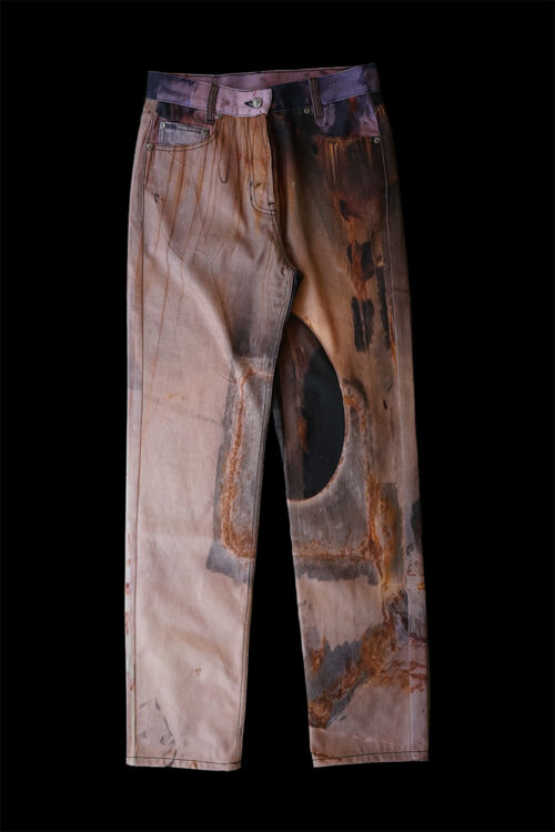 Rust Print Denim Pants