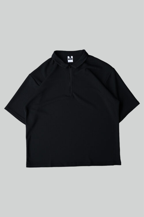 Black Cooling Heavy Wicking Pique 1/4 Zip Golf Shirt