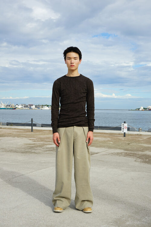 BEIGE SUEDE NYLON RUDDER PANTS