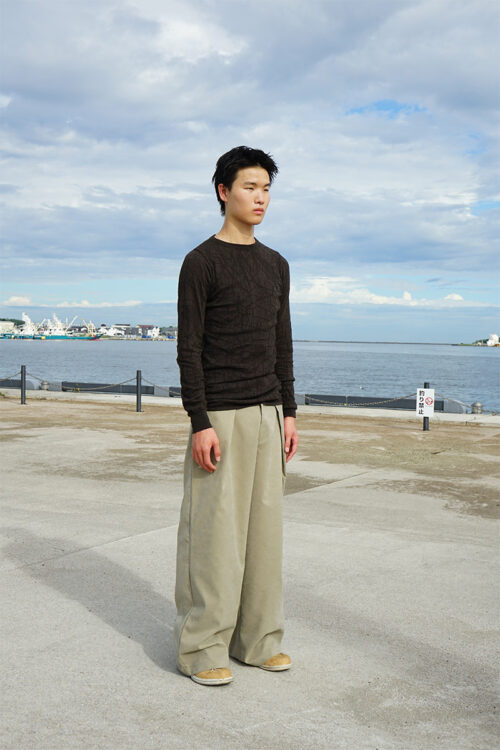 BEIGE SUEDE NYLON RUDDER PANTS