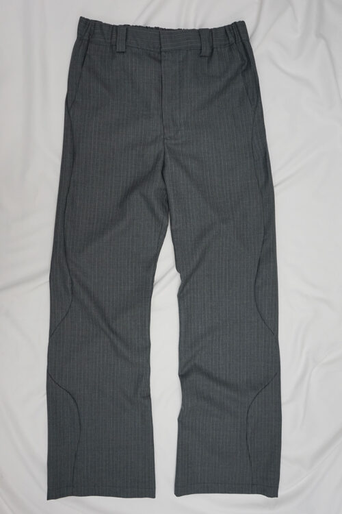 GREY PINSTRIPE SPLIT PANTS