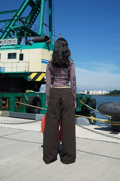 DARK RUST DYED WIDE SAILOR PANTS