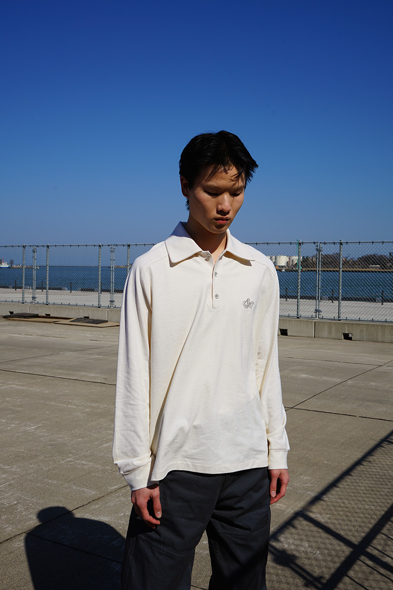 SERAPIS MARITIME クリームイエロー ポロシャツ 長袖 CREAM YELLOW LONG SLEEVE SAILOR POLO TOP