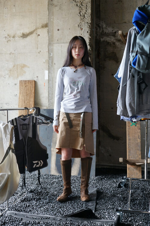 Printed embroidery tee