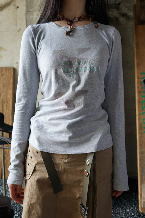 Printed embroidery tee