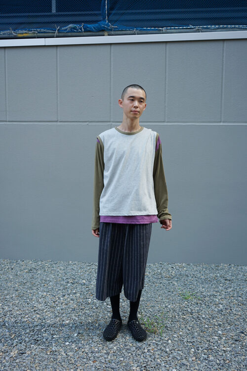 GREY/ KHAKI/ AMARANTH LAYERED LS T-SHIRT