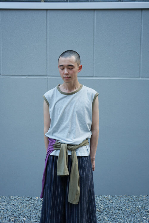 GREY/ KHAKI/ AMARANTH LAYERED LS T-SHIRT