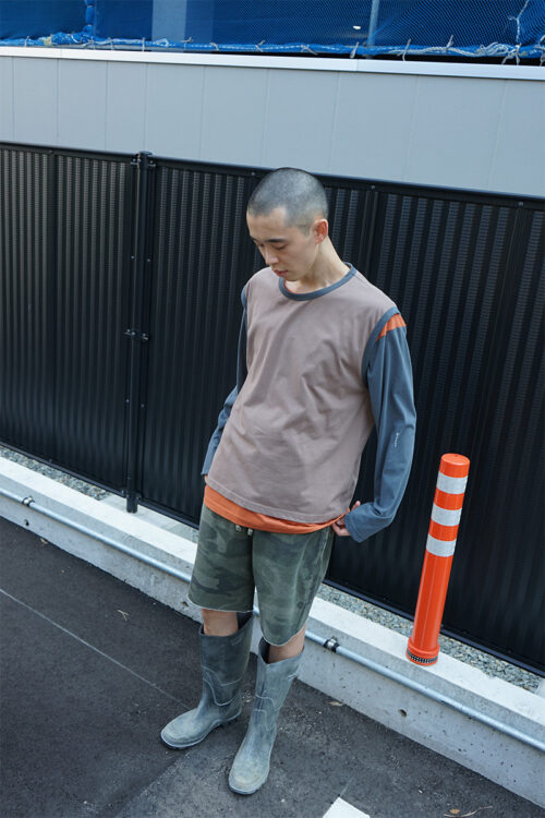 MOKA/ GREY/ ORANGE LAYERED LS T-SHIRT