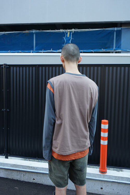 MOKA/ GREY/ ORANGE LAYERED LS T-SHIRT