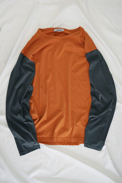MOKA/ GREY/ ORANGE LAYERED LS T-SHIRT