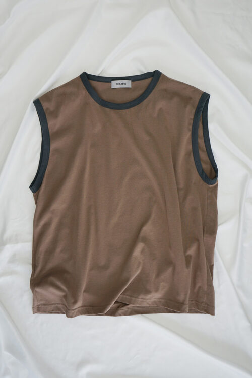 MOKA/ GREY/ ORANGE LAYERED LS T-SHIRT