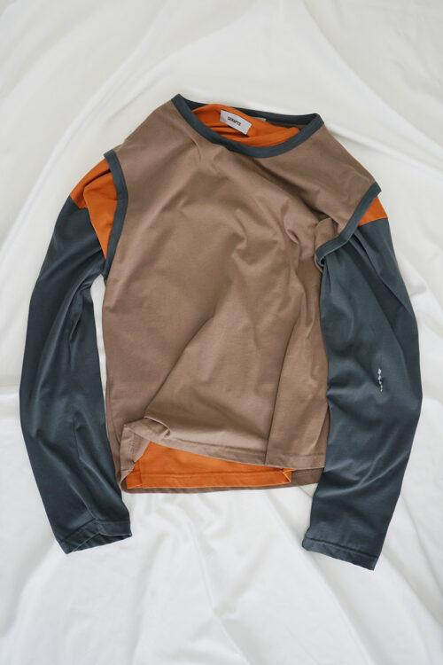 MOKA/ GREY/ ORANGE LAYERED LS T-SHIRT