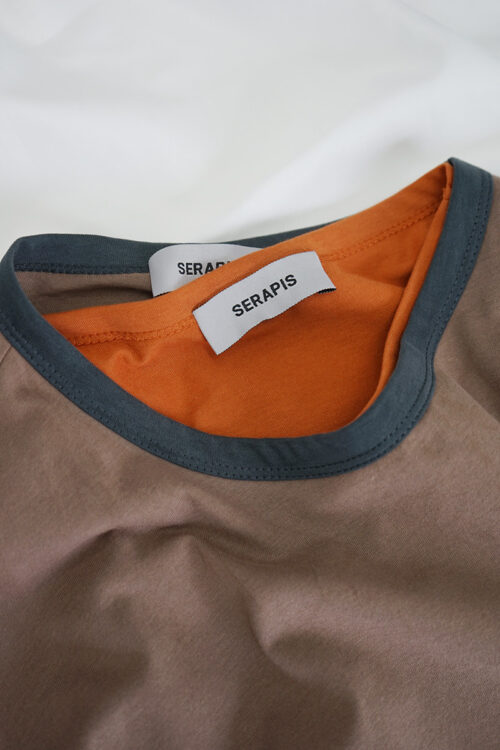 MOKA/ GREY/ ORANGE LAYERED LS T-SHIRT