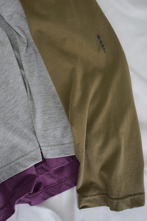 GREY/ KHAKI/ AMARANTH LAYERED LS T-SHIRT
