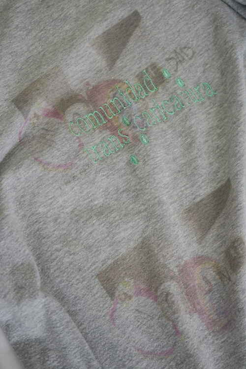 Printed embroidery tee