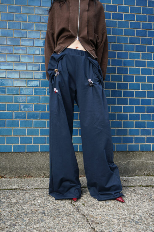 Button twist pants / Navy