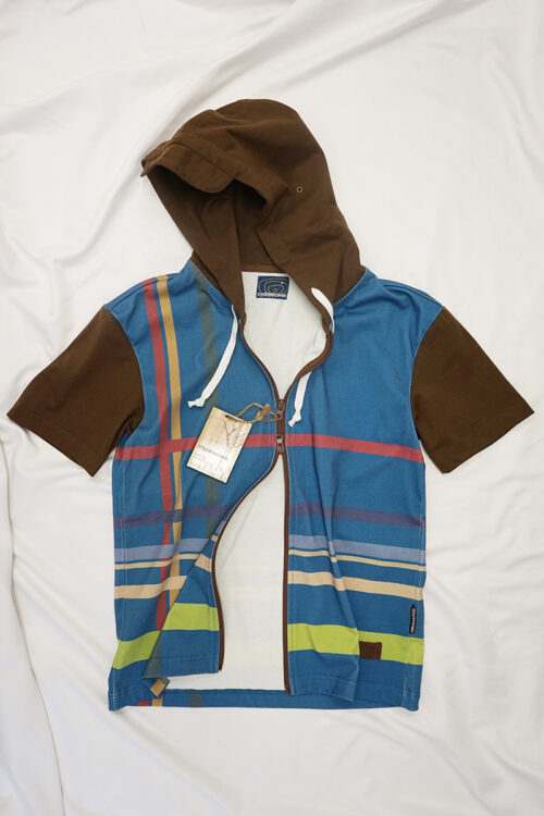 Hooded Striped Zip Up Shirt