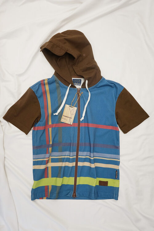 Hooded Striped Zip Up Shirt