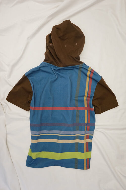 Hooded Striped Zip Up Shirt