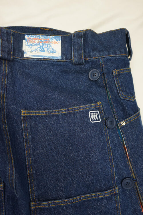 Side Seam Flannel Button Jean Shorts