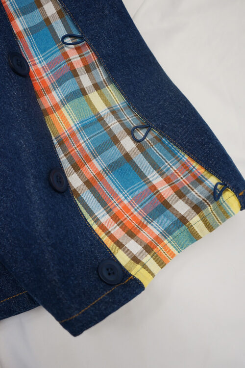 Side Seam Flannel Button Jean Shorts