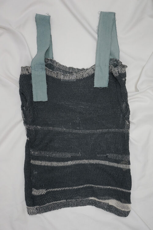 Distressed striped top